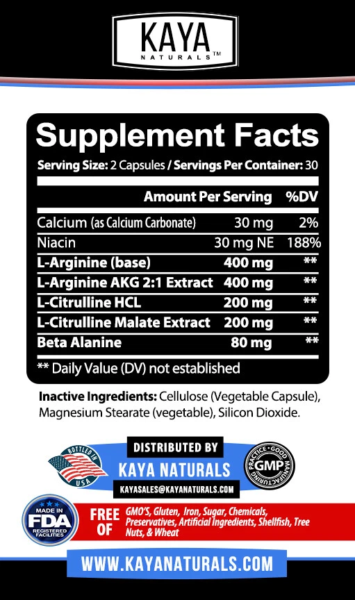 Image of L-Arginine Supplement for Nitric Oxide & Libido Support – 60 Capsules