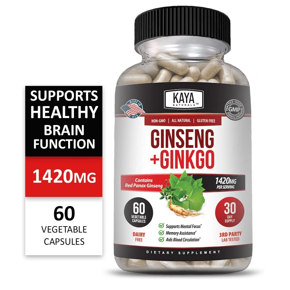 Image of Ginkgo Biloba & Red Panax Ginseng for Brain & Memory Support – Focus Supplement