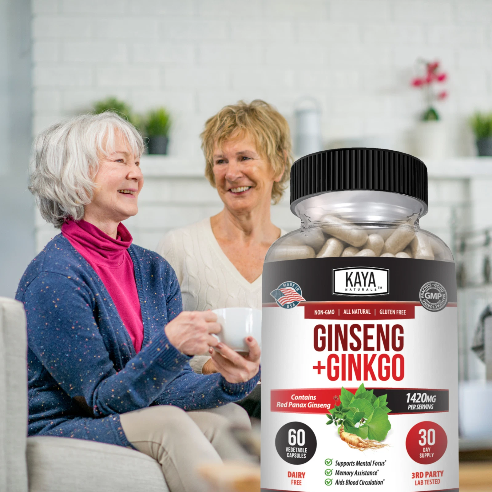 Image of Ginkgo Biloba & Red Panax Ginseng for Brain & Memory Support – Focus Supplement