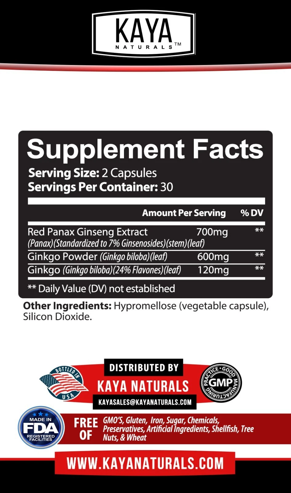 Image of Ginkgo Biloba & Red Panax Ginseng for Brain & Memory Support – Focus Supplement