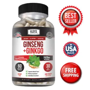 Image of Ginkgo Biloba & Red Panax Ginseng for Brain & Memory Support – Focus Supplement