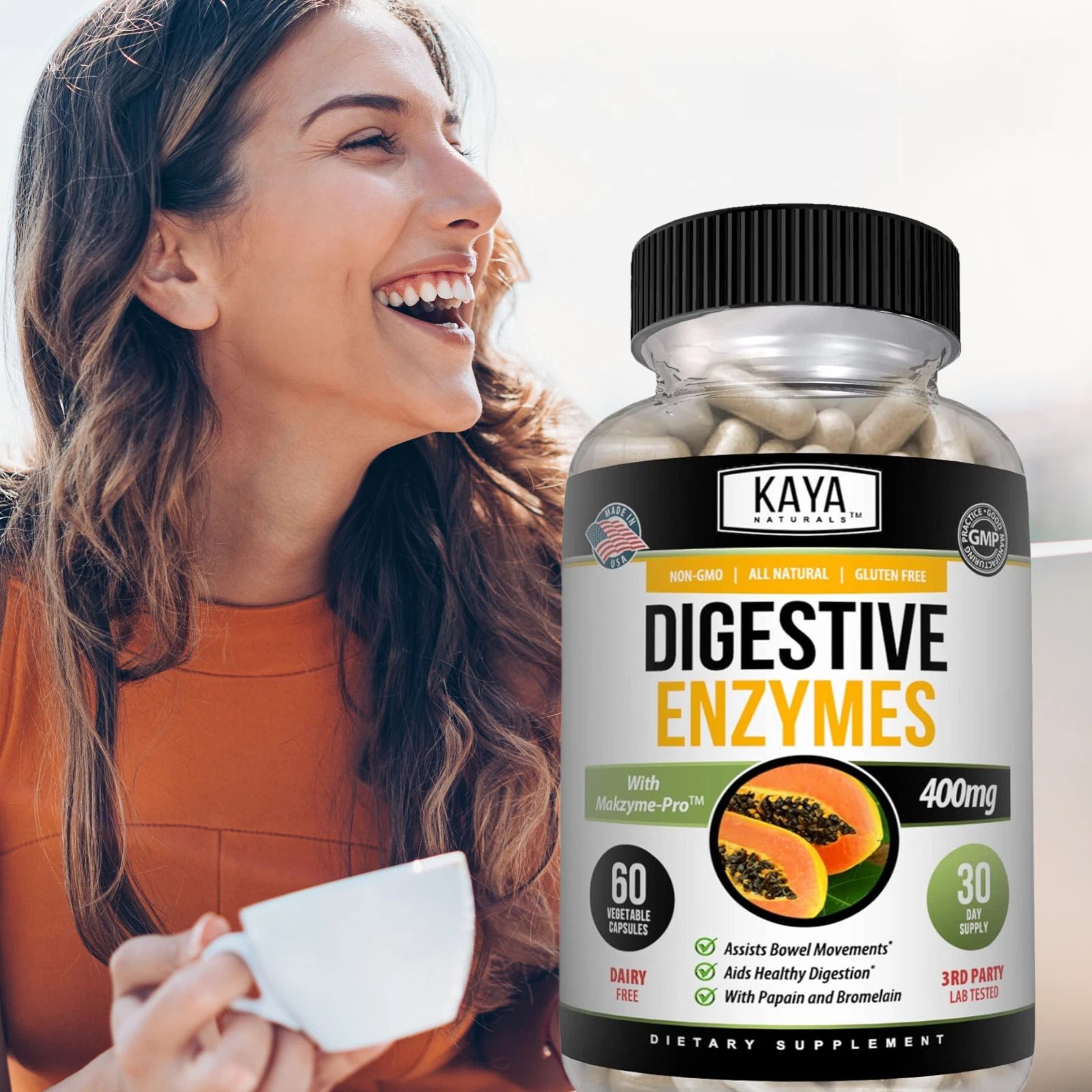 Image of Digestive Enzymes Supplement with Prebiotics & Probiotics – Digestive Health Support, 3x60ct