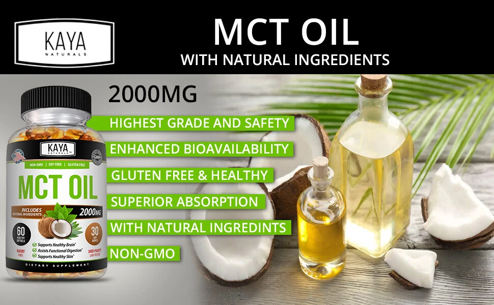 Image of Pure MCT Oil Capsules for Energy & Weight Loss Support – 3x60ct, 2000mg