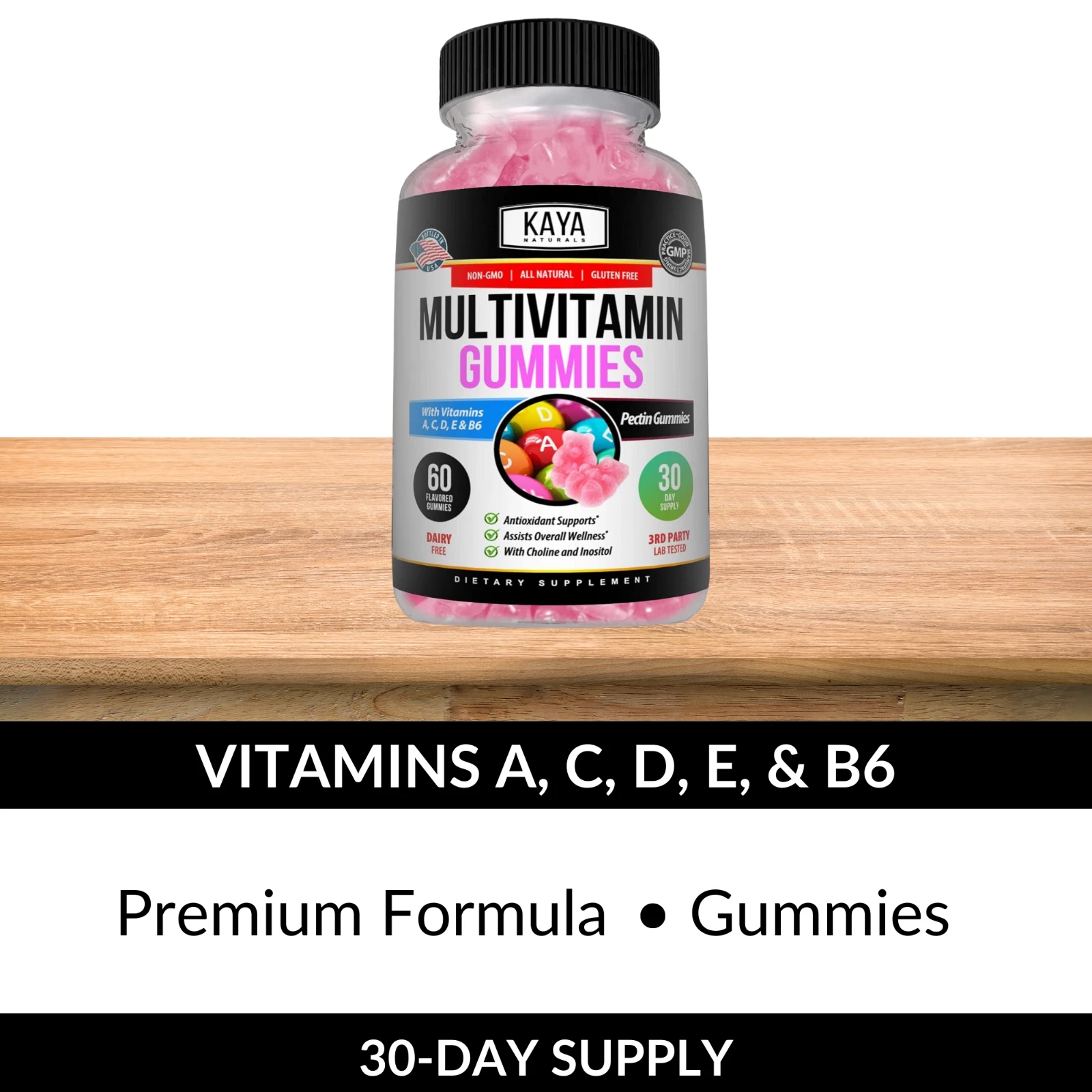 Image of Multi Vitamin Gummies for Daily Nutritional Support – 3x60ct with Biotin, A, C & E, Zinc, B12