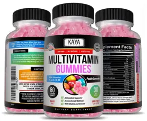 Image of Multi Vitamin Gummies for Daily Nutritional Support – 3x60ct with Biotin, A, C & E, Zinc, B12