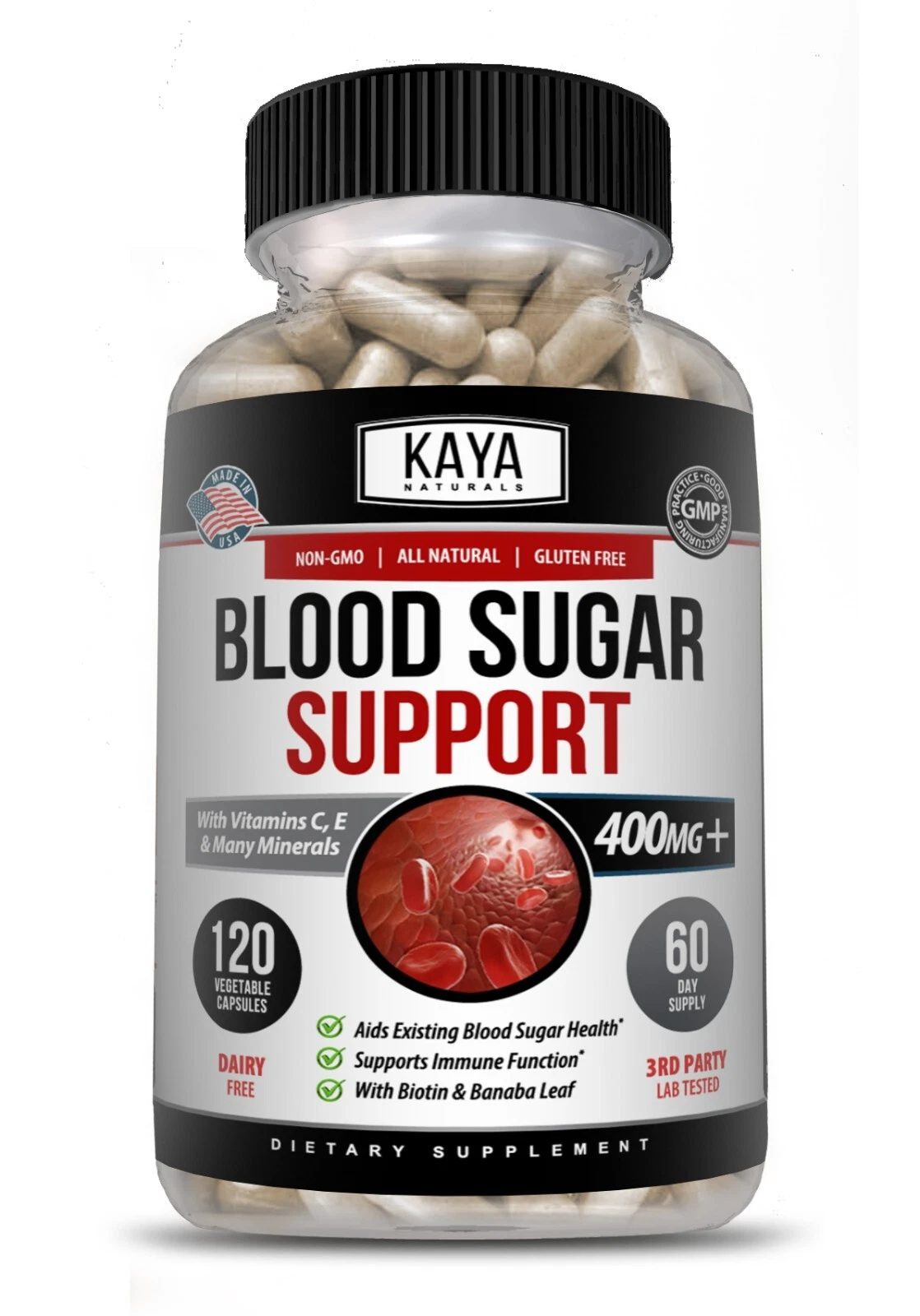 Image of Blood Sugar Support Supplement with Alpha Lipoic Acid – 120 Capsules