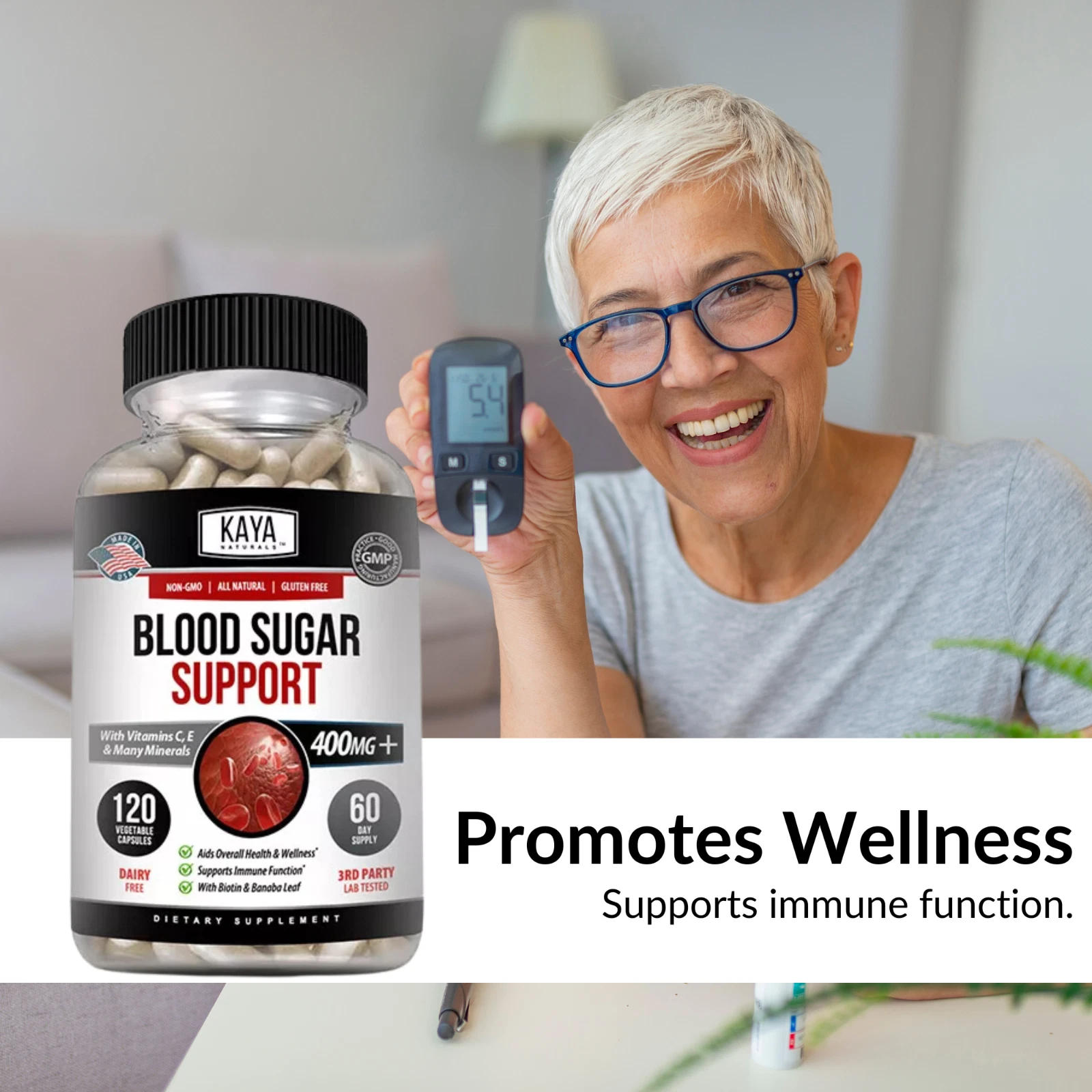 Image of Blood Sugar Support Supplement with Alpha Lipoic Acid – 120 Capsules