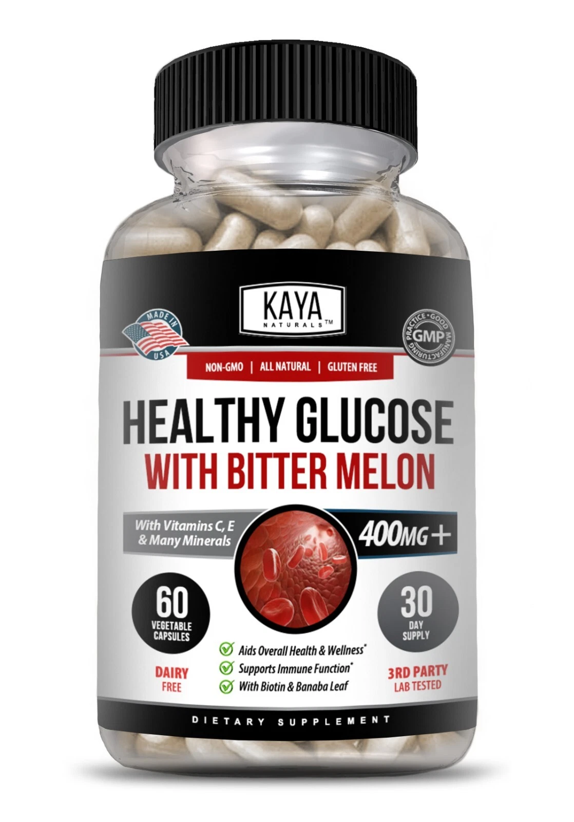 Image of Bitter Melon Blood Sugar Support Supplement – 60 Capsules with Alpha Lipoic Acid & Cinnamon