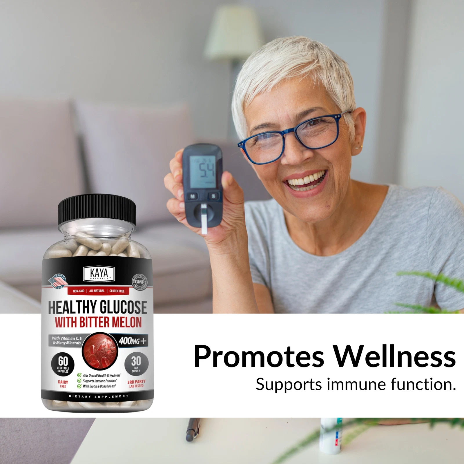 Image of Bitter Melon Blood Sugar Support Supplement – 60 Capsules with Alpha Lipoic Acid & Cinnamon