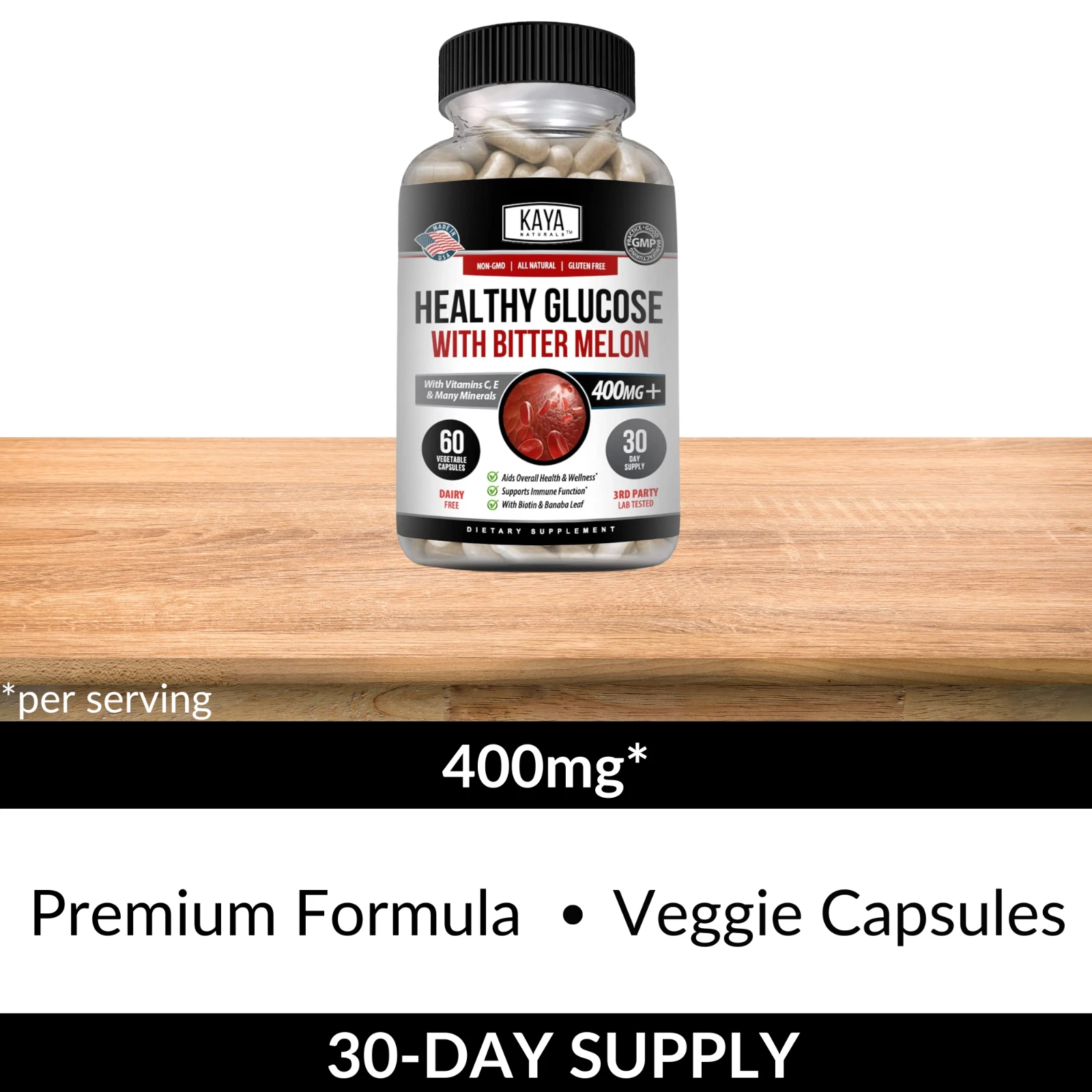 Image of Bitter Melon Blood Sugar Support Supplement – 60 Capsules with Alpha Lipoic Acid & Cinnamon