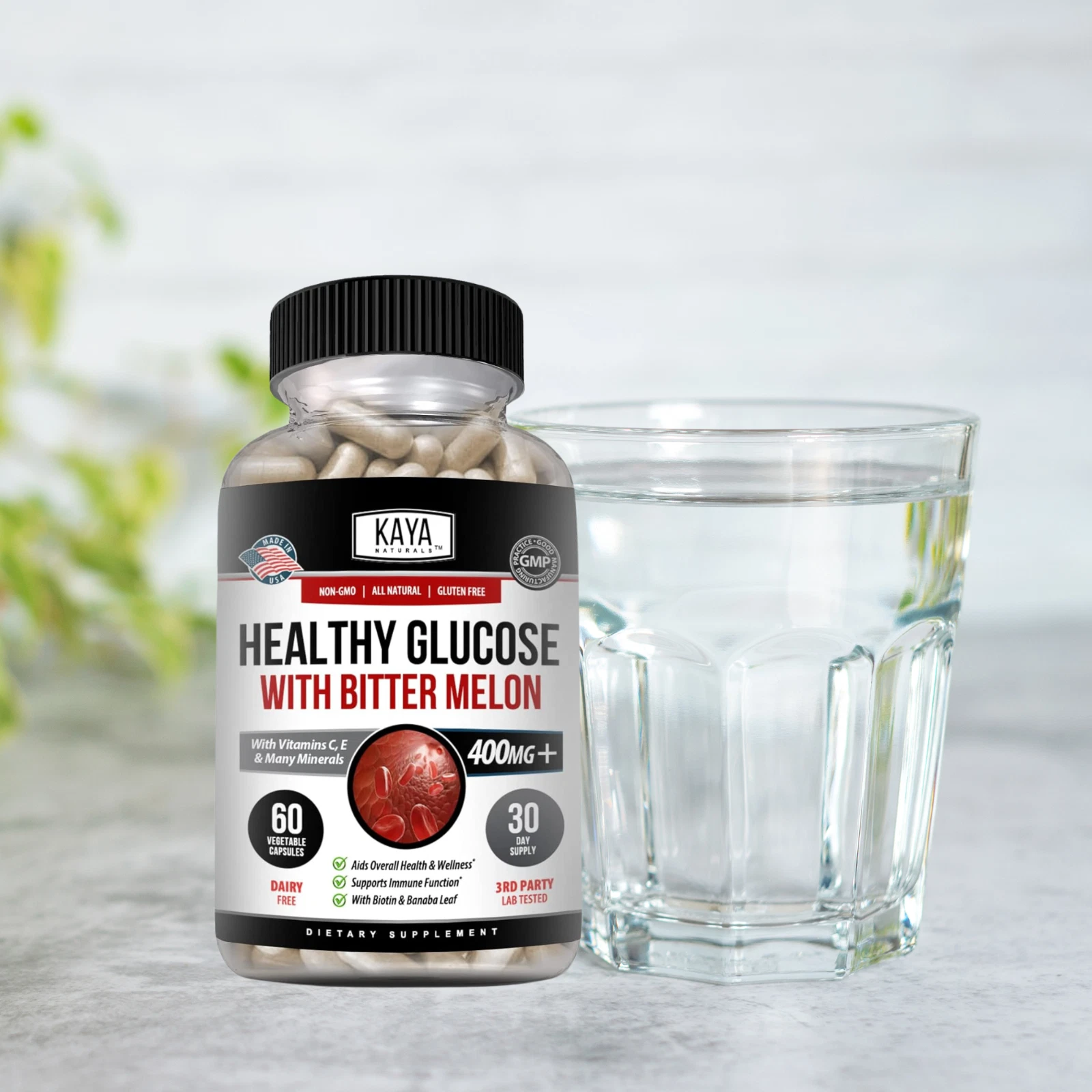 Image of Bitter Melon Blood Sugar Support Supplement – 60 Capsules with Alpha Lipoic Acid & Cinnamon