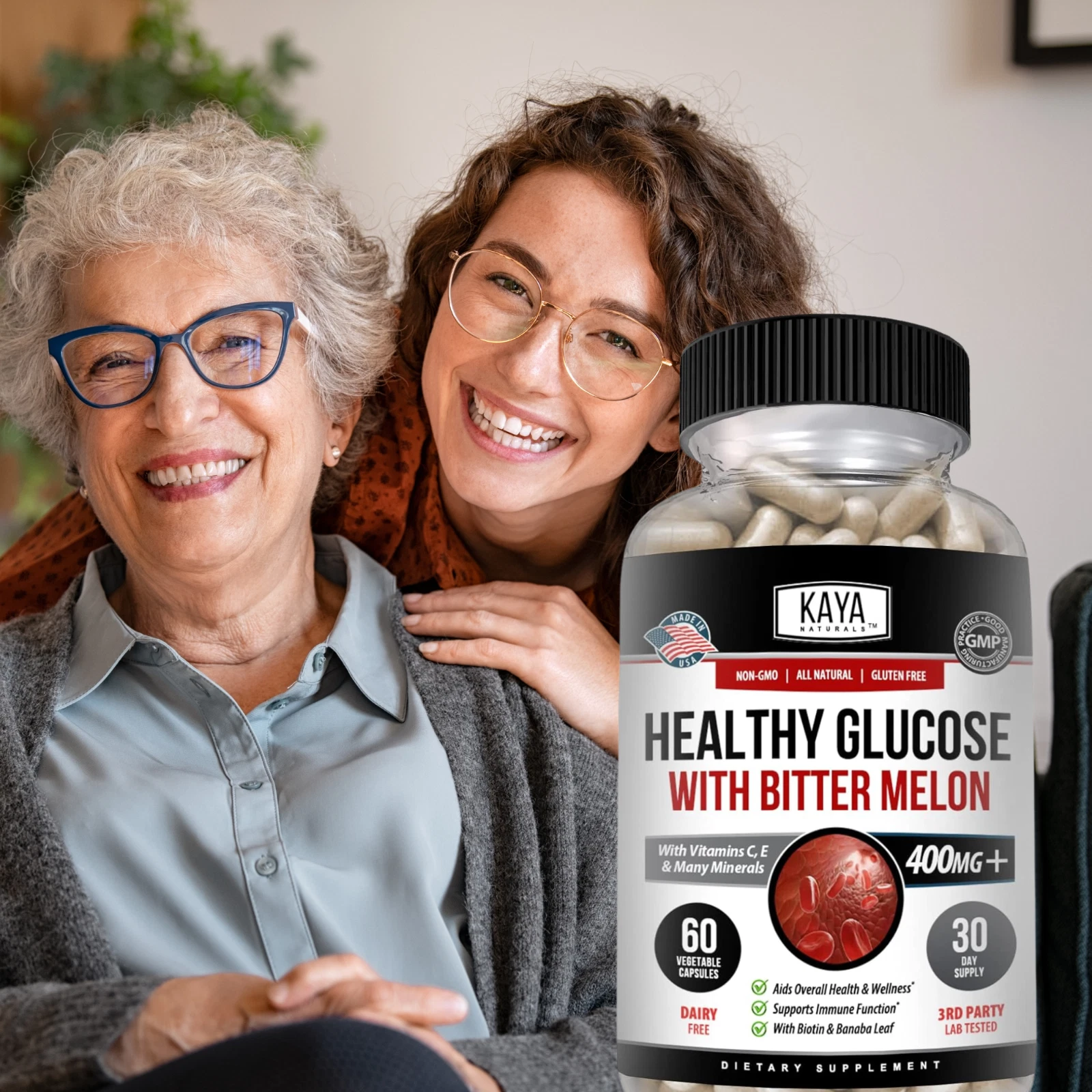Image of Bitter Melon Blood Sugar Support Supplement – 60 Capsules with Alpha Lipoic Acid & Cinnamon