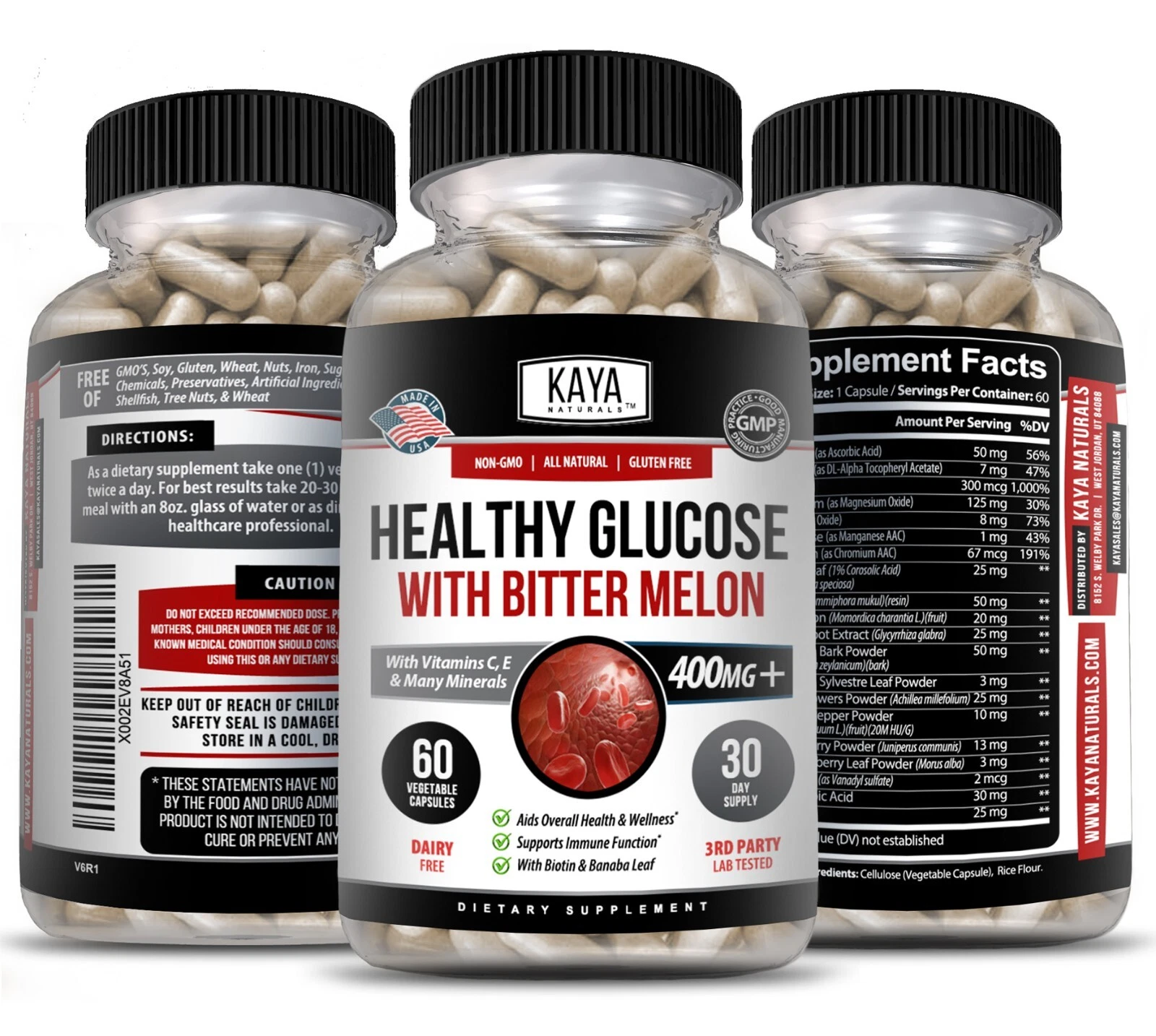 Image of Bitter Melon Blood Sugar Support Supplement – 60 Capsules with Alpha Lipoic Acid & Cinnamon