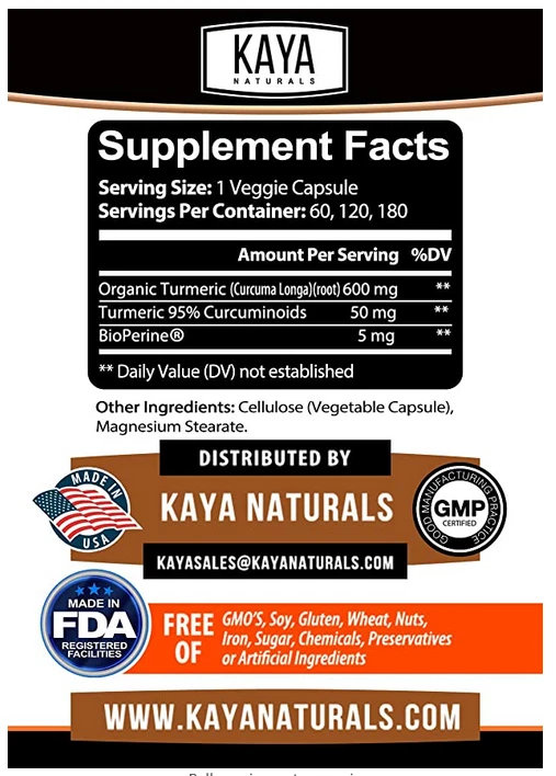 Image of Turmeric Curcumin with Bioperine for Joint Pain Support – 1300mg, 60 Capsules