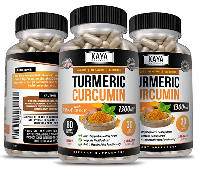 Image of Turmeric Curcumin with Bioperine for Joint Pain Support – 1300mg, 60 Capsules