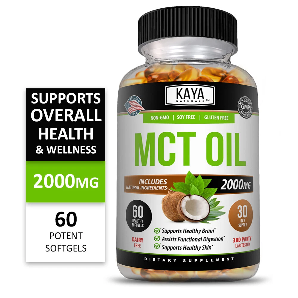 Image of Pure MCT Oil Capsules for Energy & Brain Support – 60ct, 2000mg