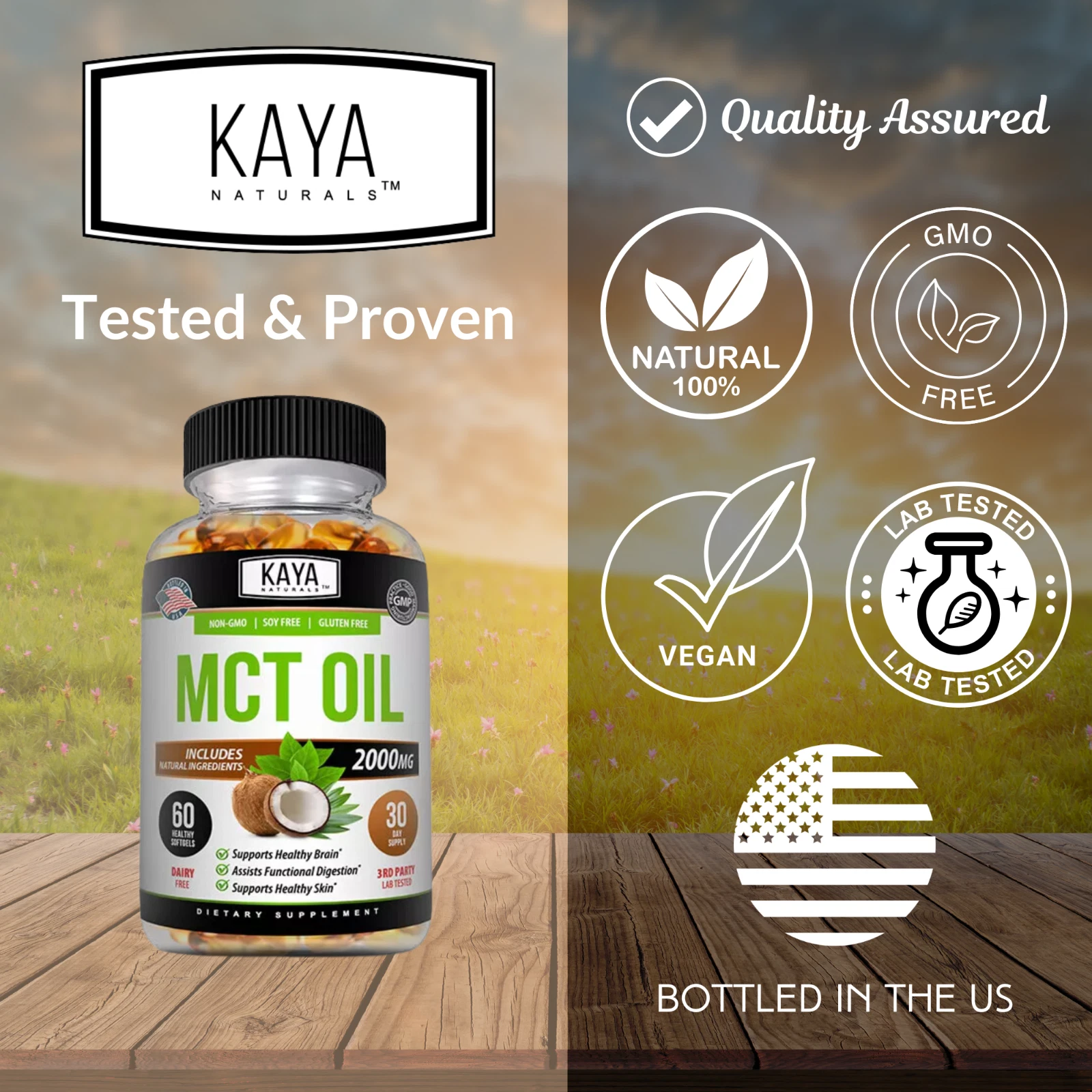 Image of Pure MCT Oil Capsules for Energy & Brain Support – 60ct, 2000mg