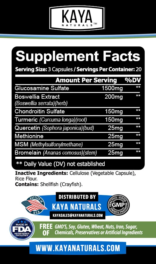 Image of Glucosamine Triple Strength Supplement for Joint Pain & Mobility Support – Turmeric & MSM