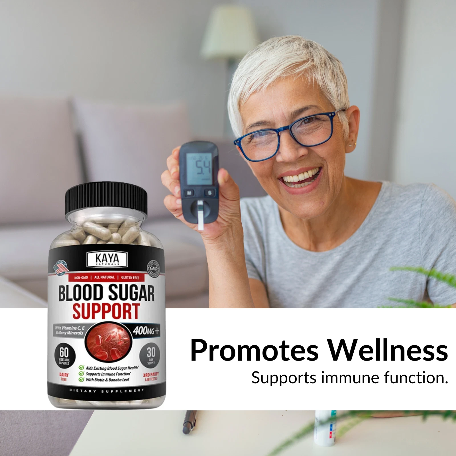 Image of Blood Sugar Support Supplement with Alpha Lipoic Acid – 2 Pack, 60 Capsules