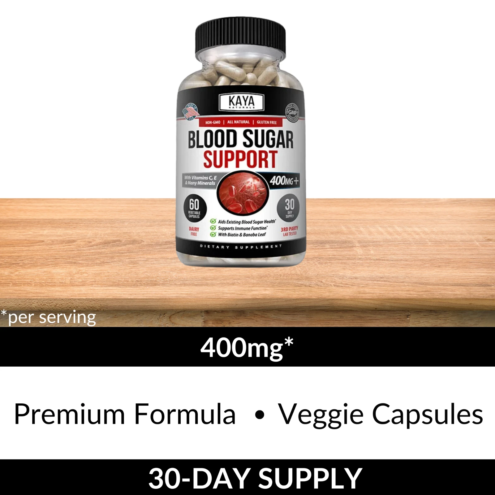 Image of Blood Sugar Support Supplement with Alpha Lipoic Acid – 2 Pack, 60 Capsules