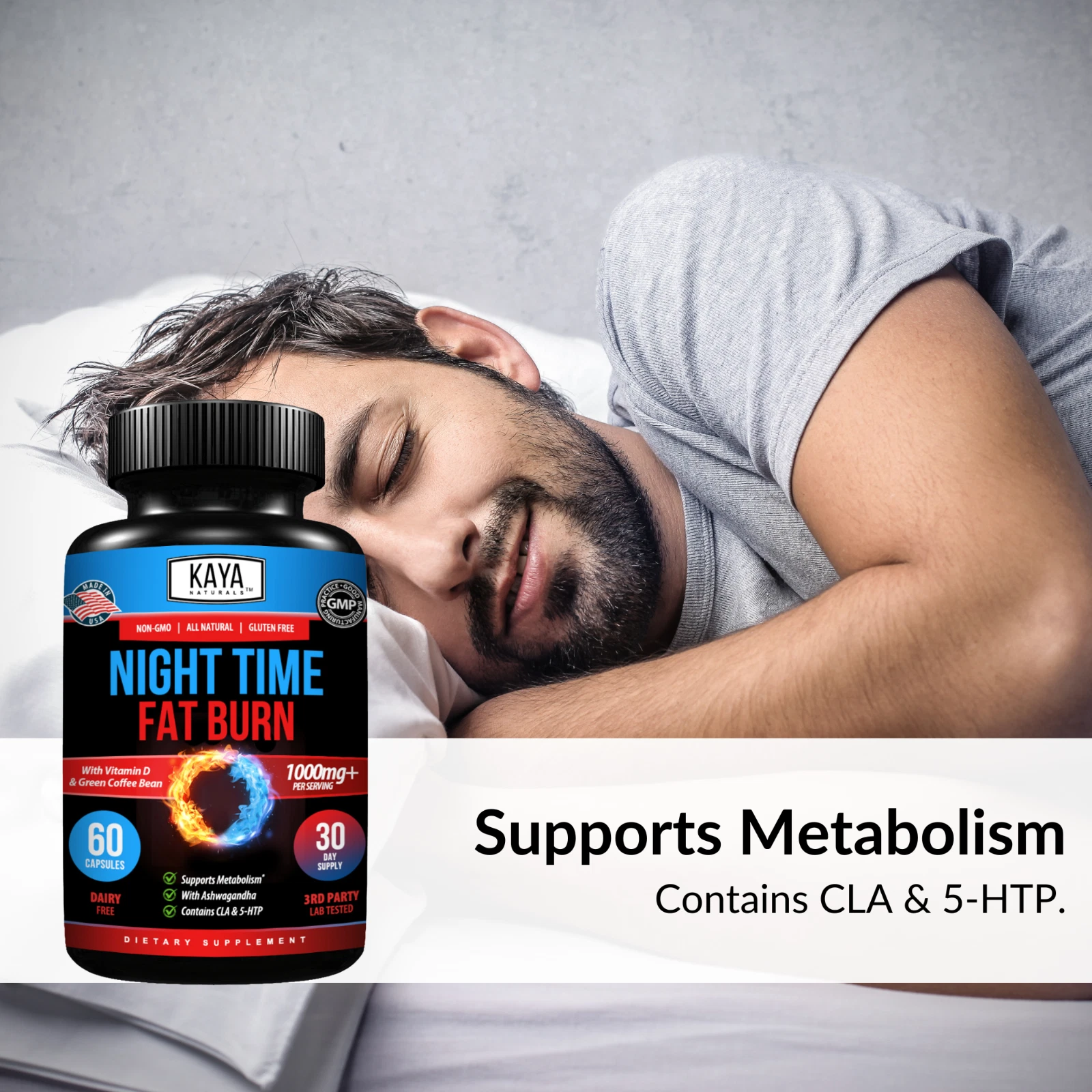 Image of Night Time Fat Burner for Weight Loss & Sleep Support – 60 Capsules