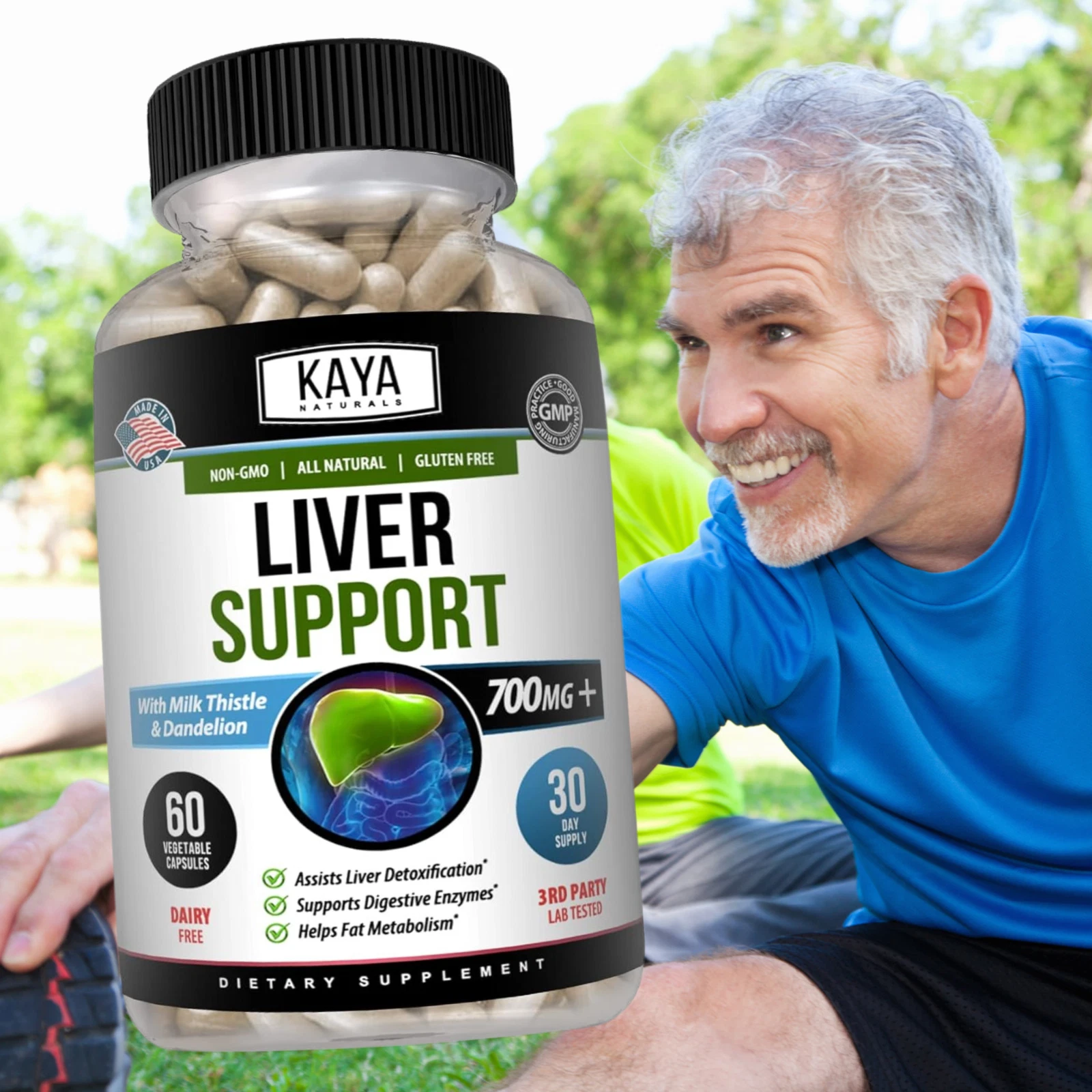 Image of Milk Thistle Liver Support Supplement – 2 Pack, 60 Capsules for Detox & Repair
