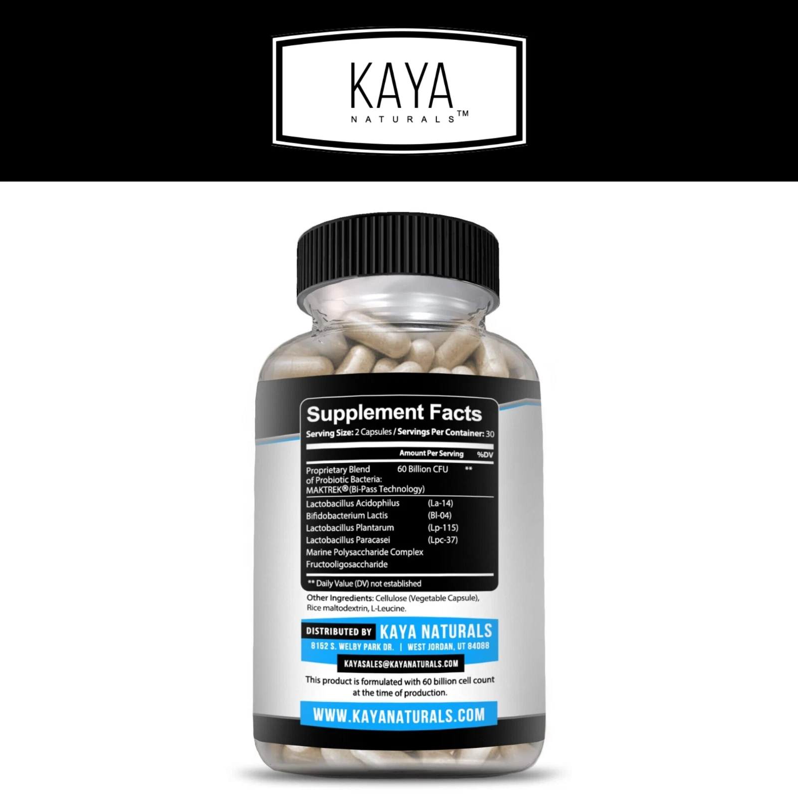 Image of Probiotic Supplement 60 Billion CFU with Prebiotics – 2 Pack, Digestive & Immune Support