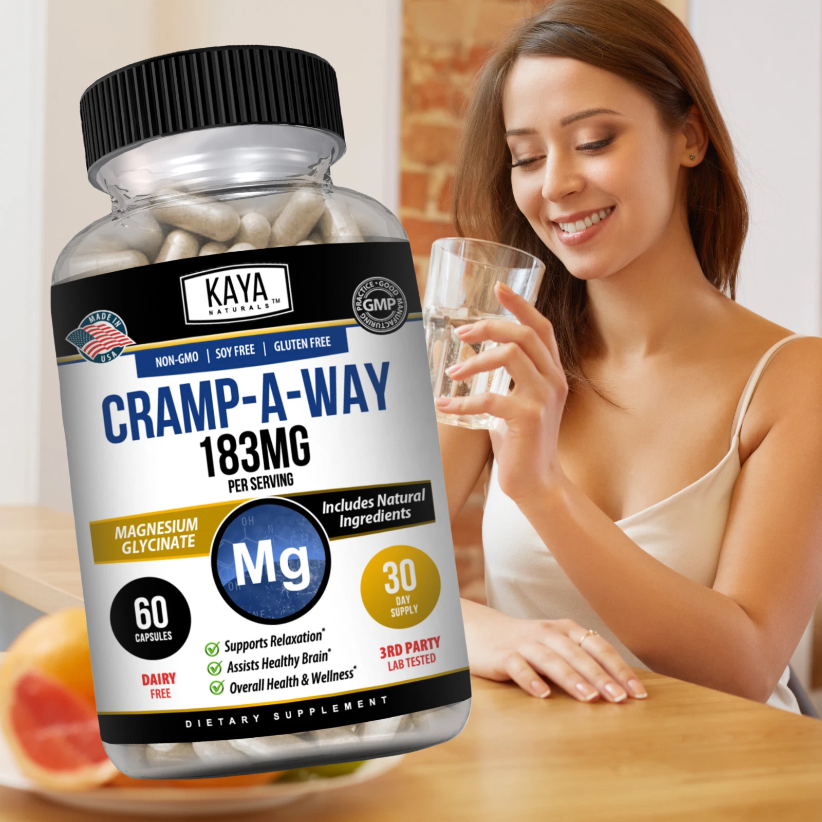 Image of Magnesium Glycinate Supplement for Sleep & Bone Support – 60 Capsules