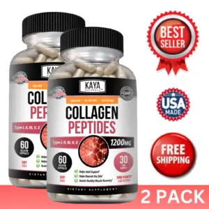 Image of Collagen Peptides Supplement for Skin & Anti-Aging Support – 2 Pack, 1200mg, 60 Capsules