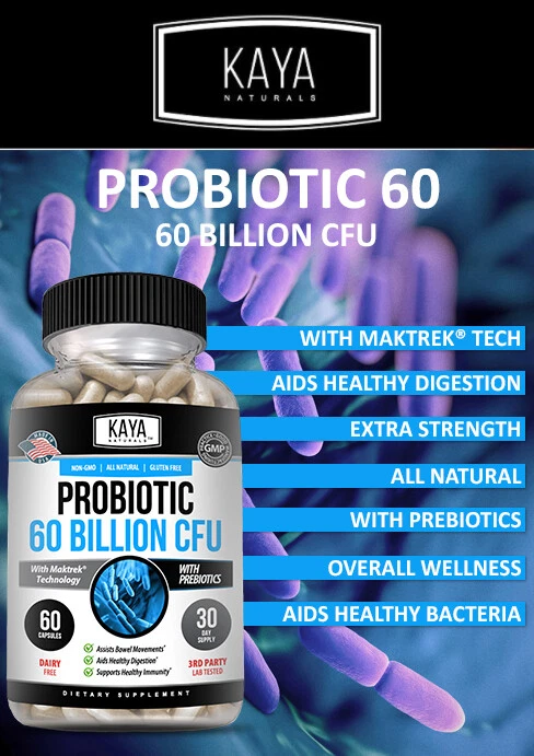 Image of Probiotic Supplement 60 Billion CFU with Prebiotics – Digestive & Immune Support, 60 Capsules