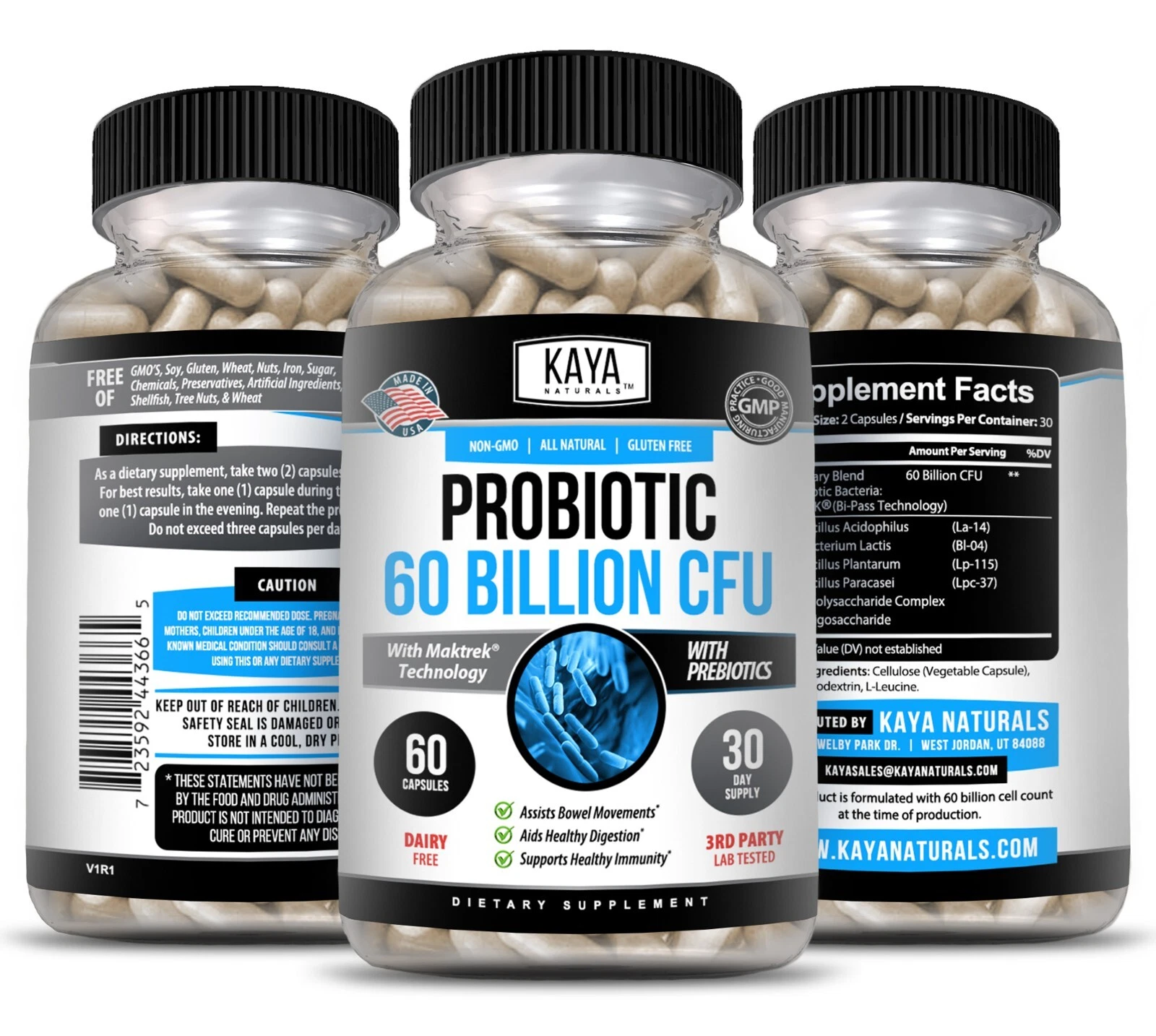 Image of Probiotic Supplement 60 Billion CFU with Prebiotics – Digestive & Immune Support, 60 Capsules