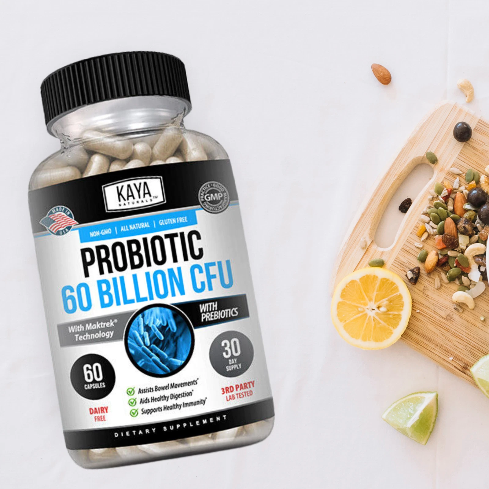 Image of Probiotic Supplement 60 Billion CFU with Prebiotics – Digestive & Immune Support, 60 Capsules