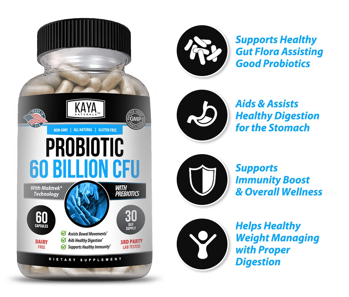 Image of Probiotic Supplement 60 Billion CFU with Prebiotics – Digestive & Immune Support, 60 Capsules