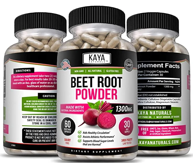 Image of Beetroot Powder Supplement for Antioxidant & Digestive Support – 2 Pack, 1300mg