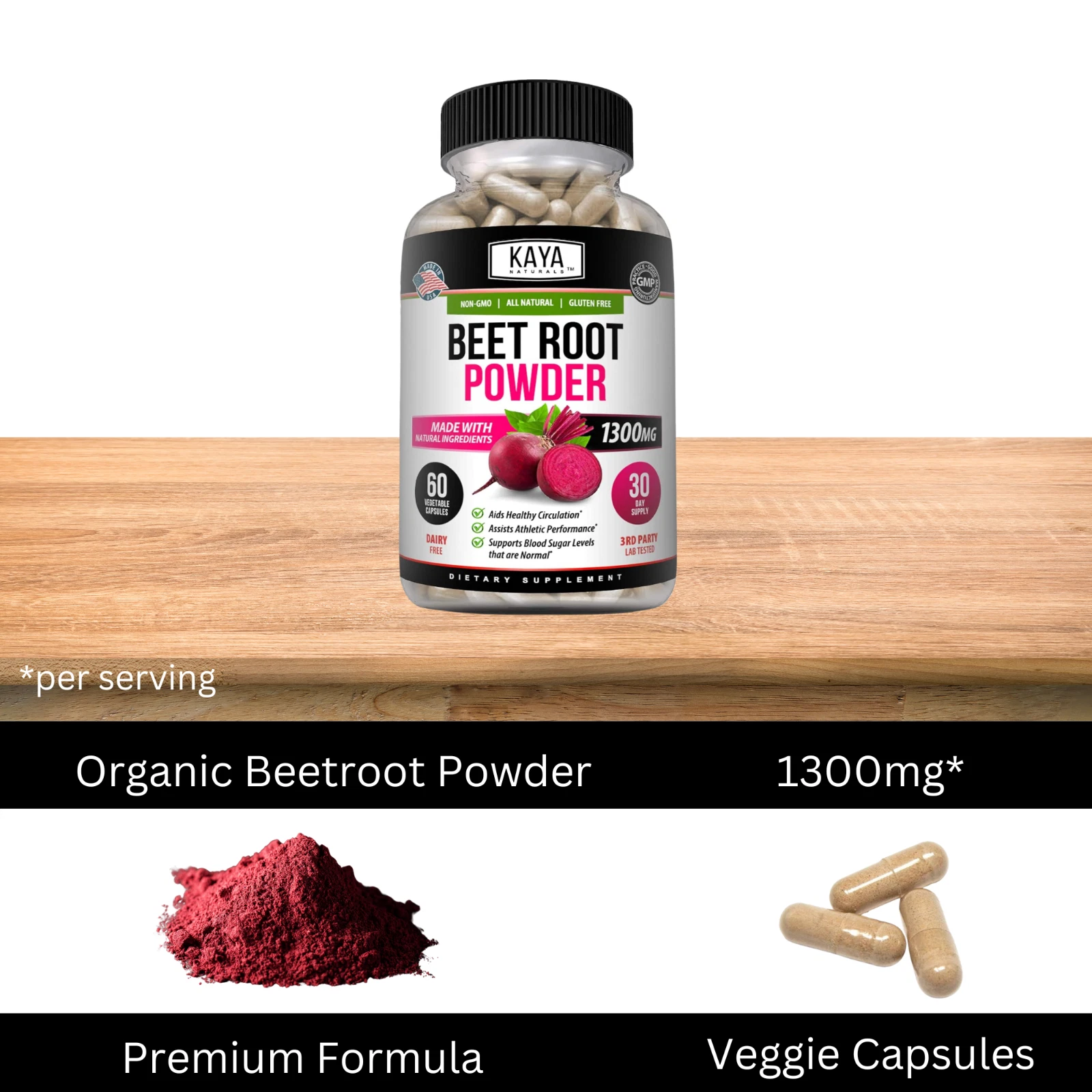 Image of Beetroot Powder Supplement for Antioxidant & Digestive Support – 2 Pack, 1300mg
