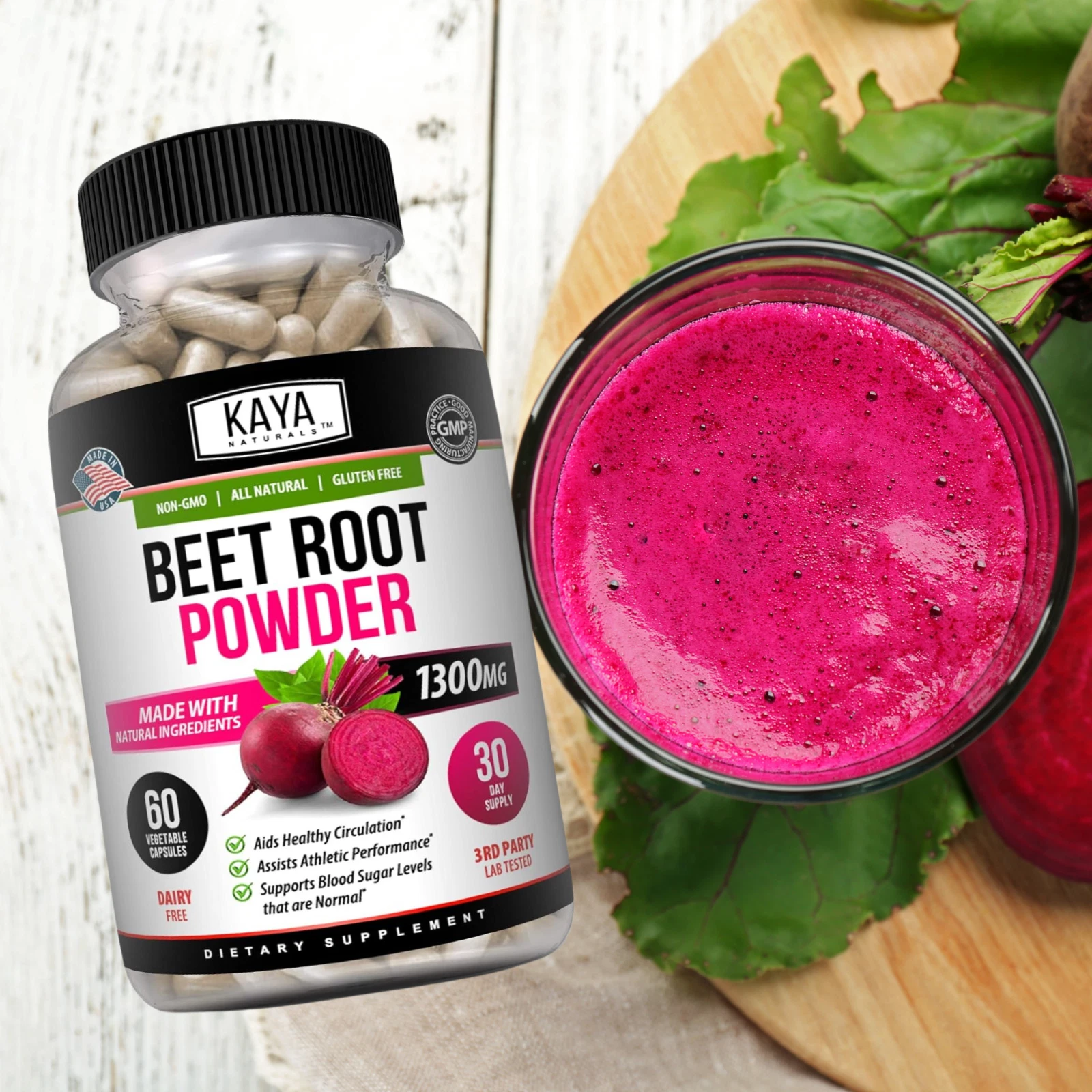 Image of Beetroot Powder Supplement for Antioxidant & Digestive Support – 2 Pack, 1300mg