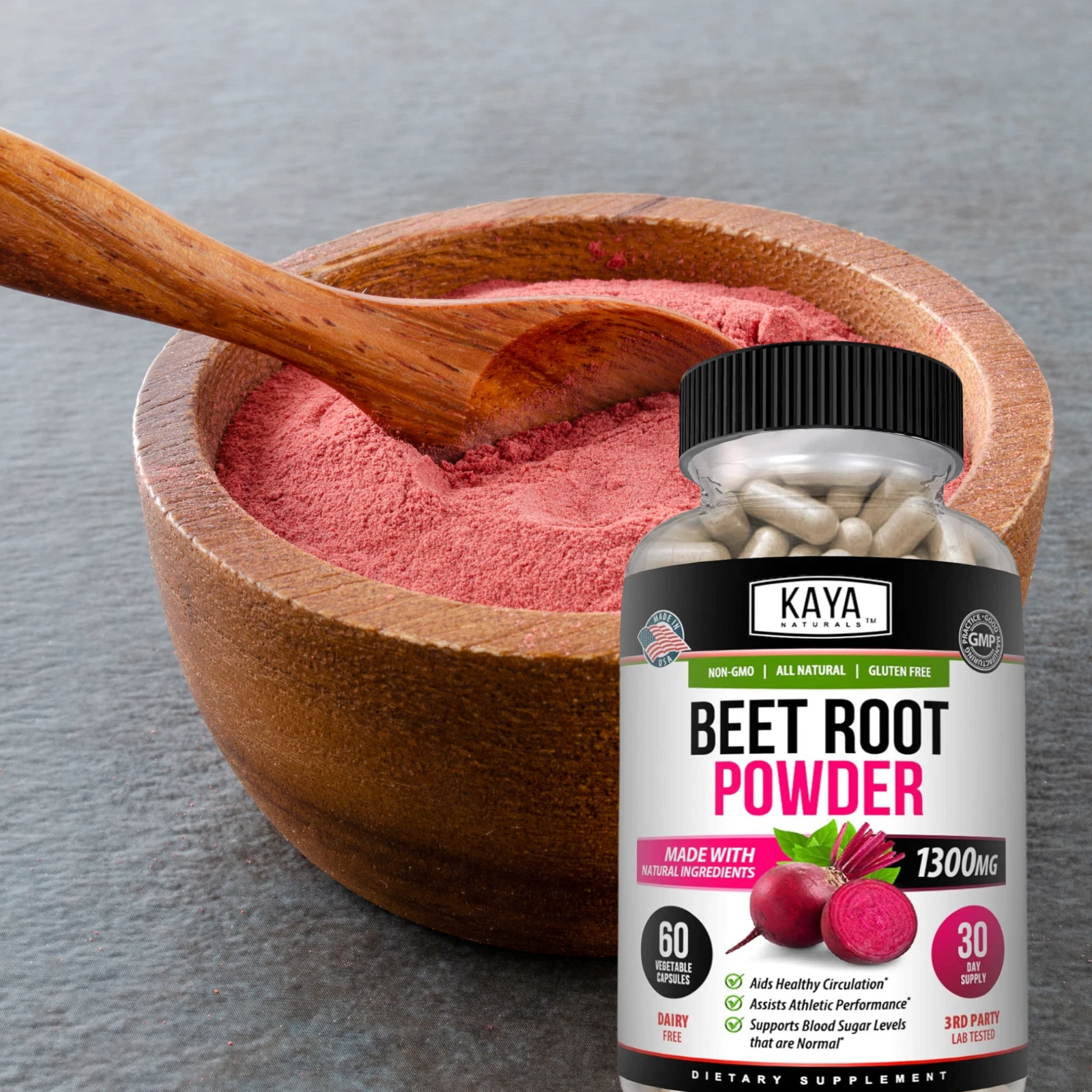 Image of Beetroot Powder Supplement for Antioxidant & Digestive Support – 2 Pack, 1300mg