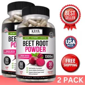 Image of Beetroot Powder Supplement for Antioxidant & Digestive Support – 2 Pack, 1300mg