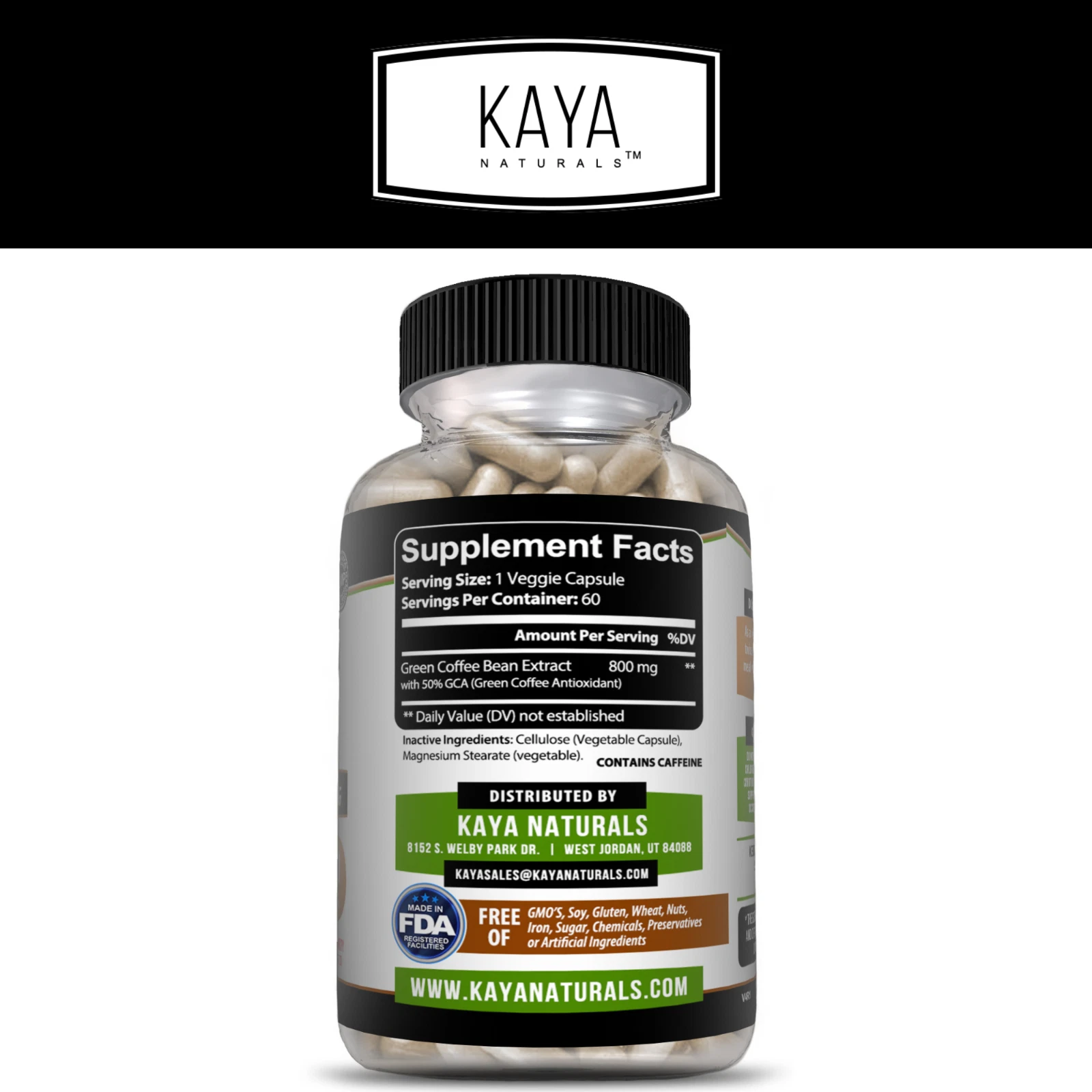 Image of Green Coffee Bean Supplement for Weight Management Support – 60 Capsules