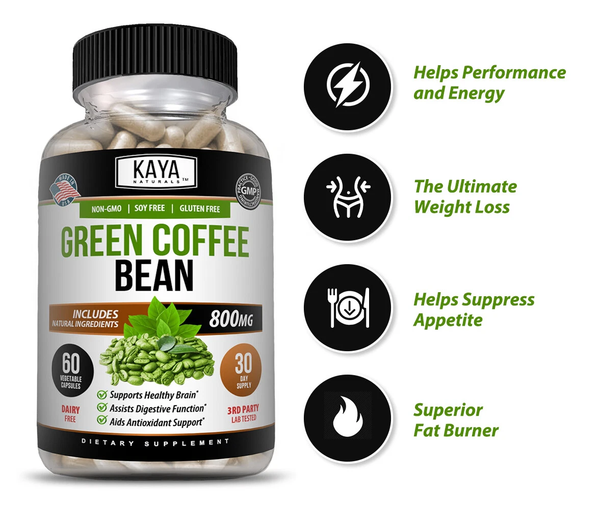 Image of Green Coffee Bean Supplement for Weight Management Support – 60 Capsules