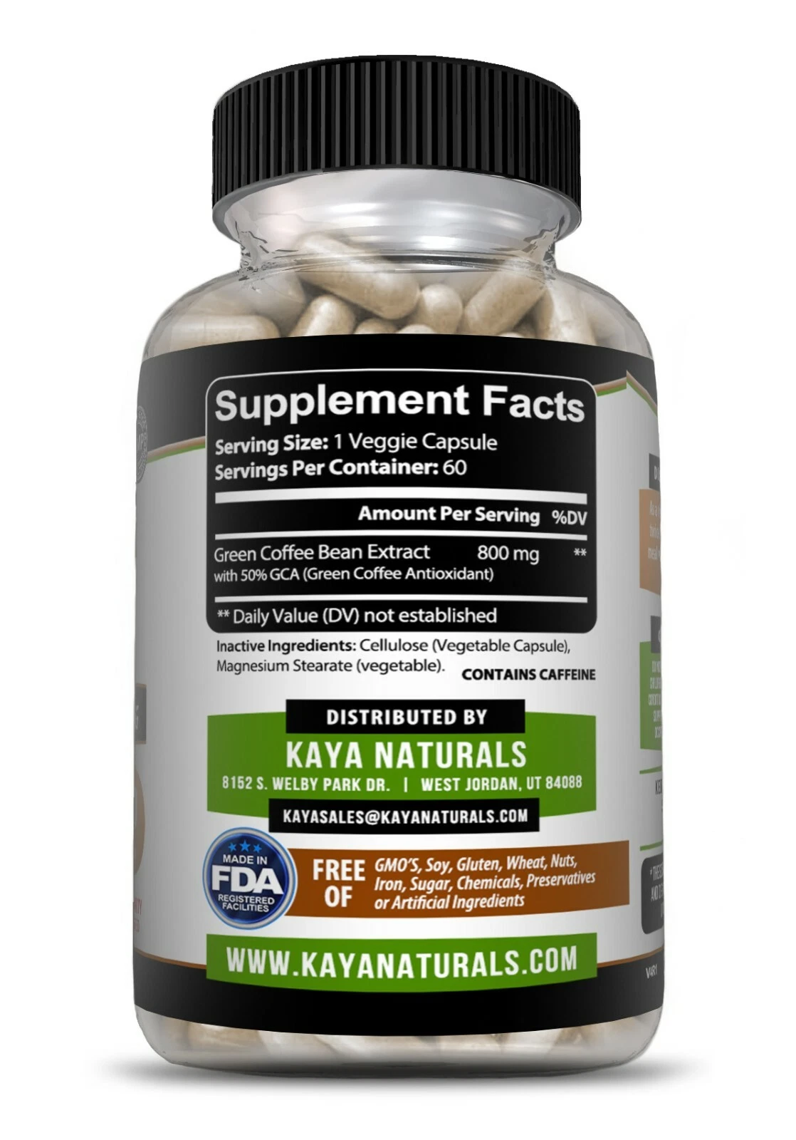 Image of Green Coffee Bean Supplement for Weight Management Support – 60 Capsules