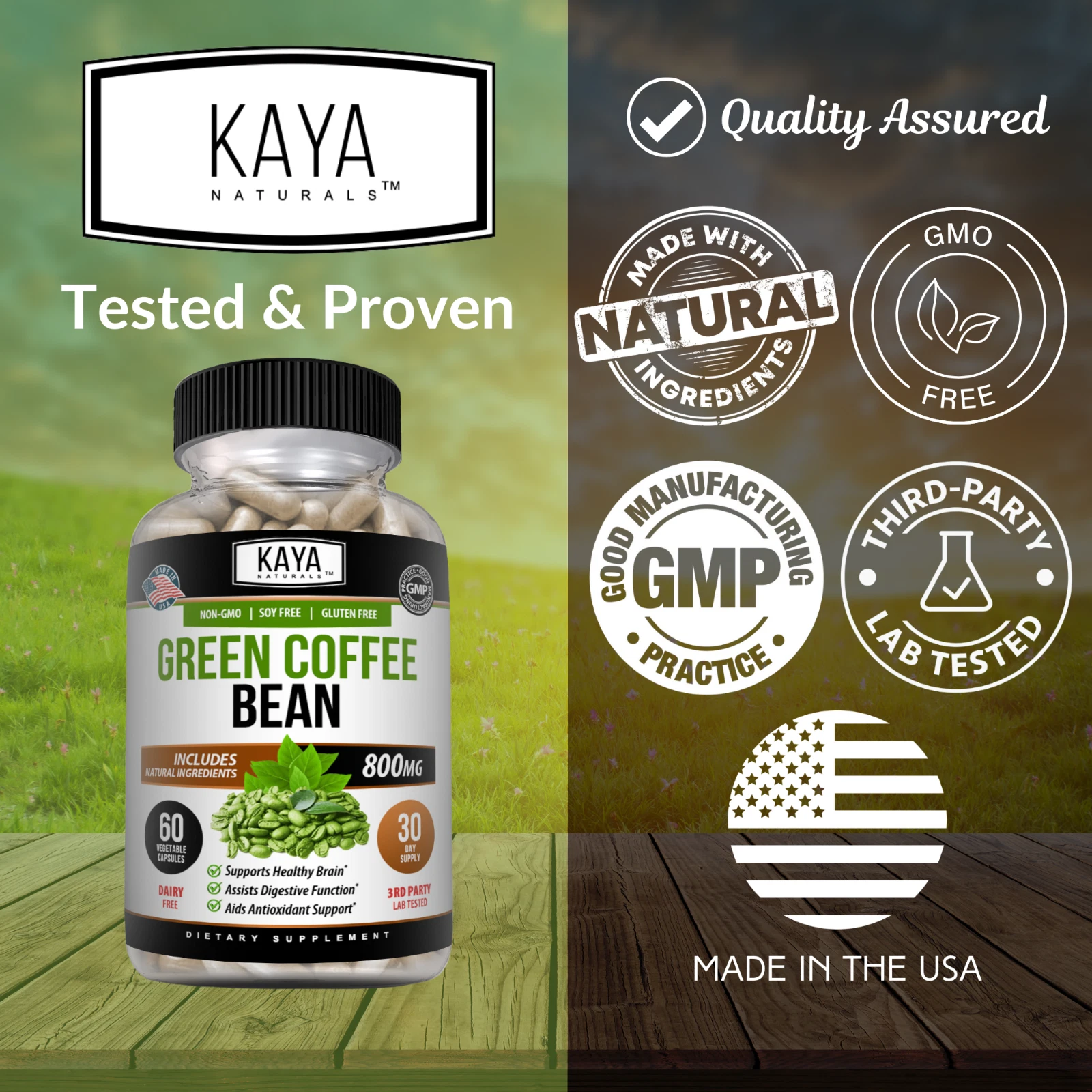 Image of Green Coffee Bean Supplement for Weight Management Support – 60 Capsules