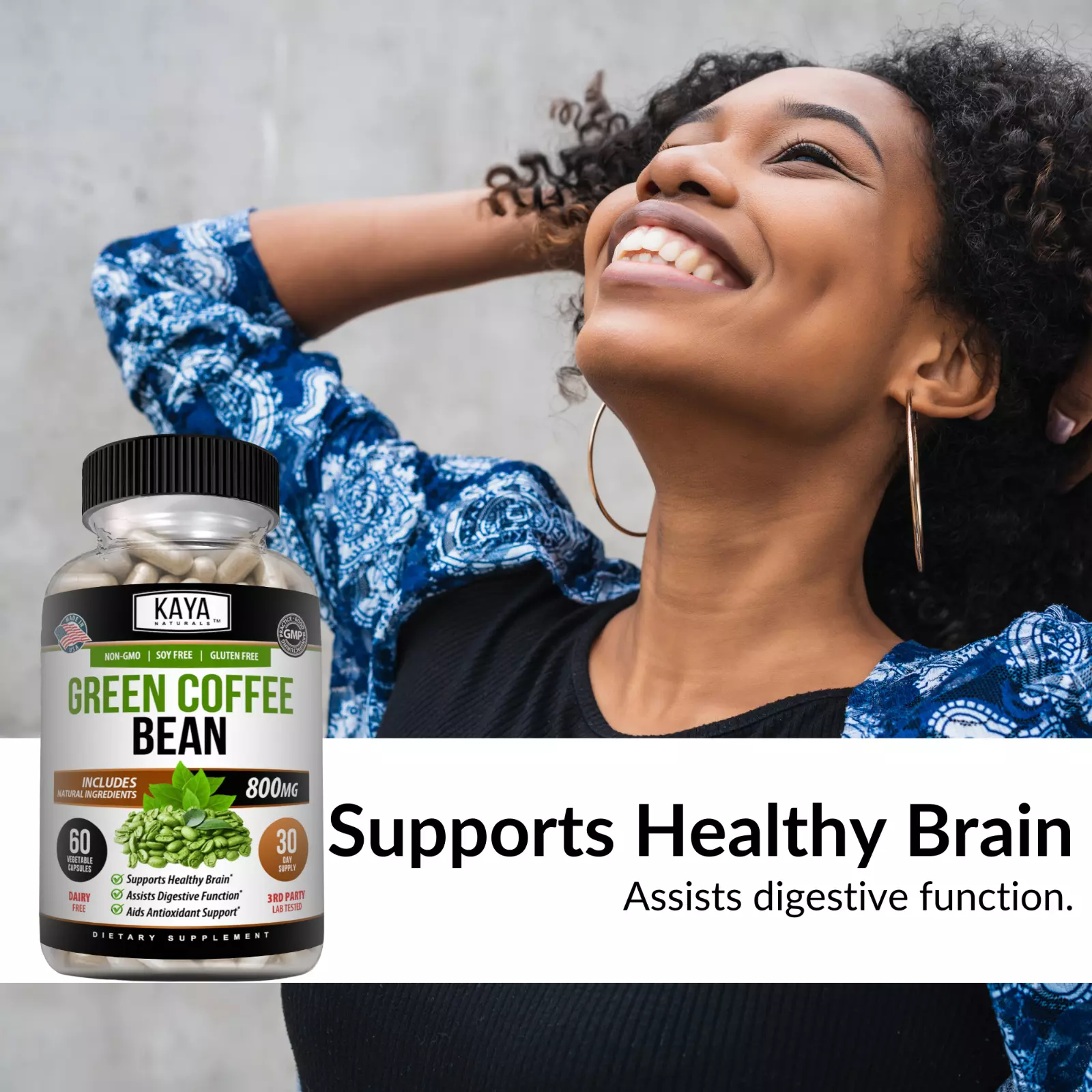 Image of Green Coffee Bean Supplement for Weight Management Support – 60 Capsules