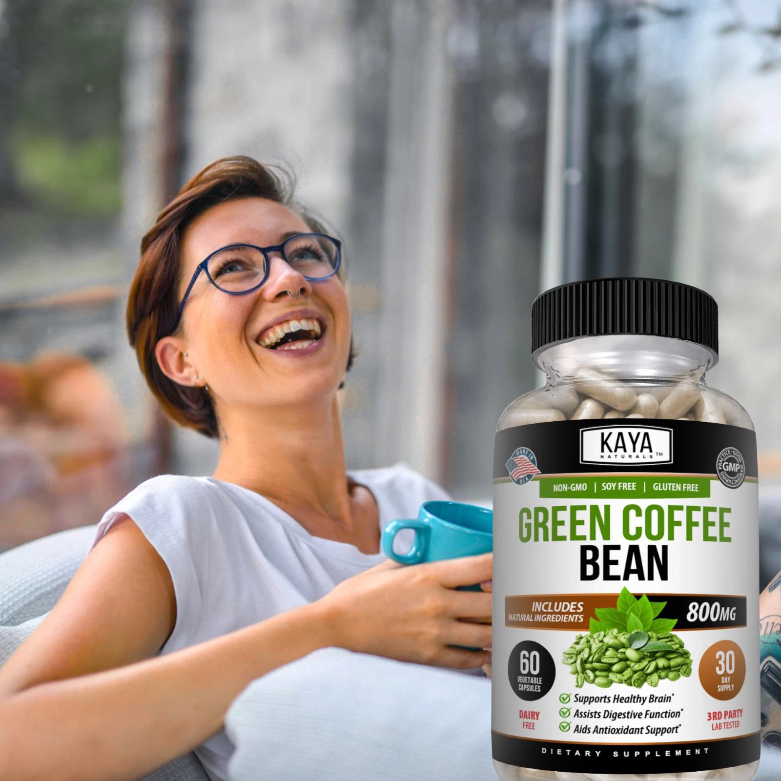 Image of Green Coffee Bean Supplement for Weight Management Support – 60 Capsules