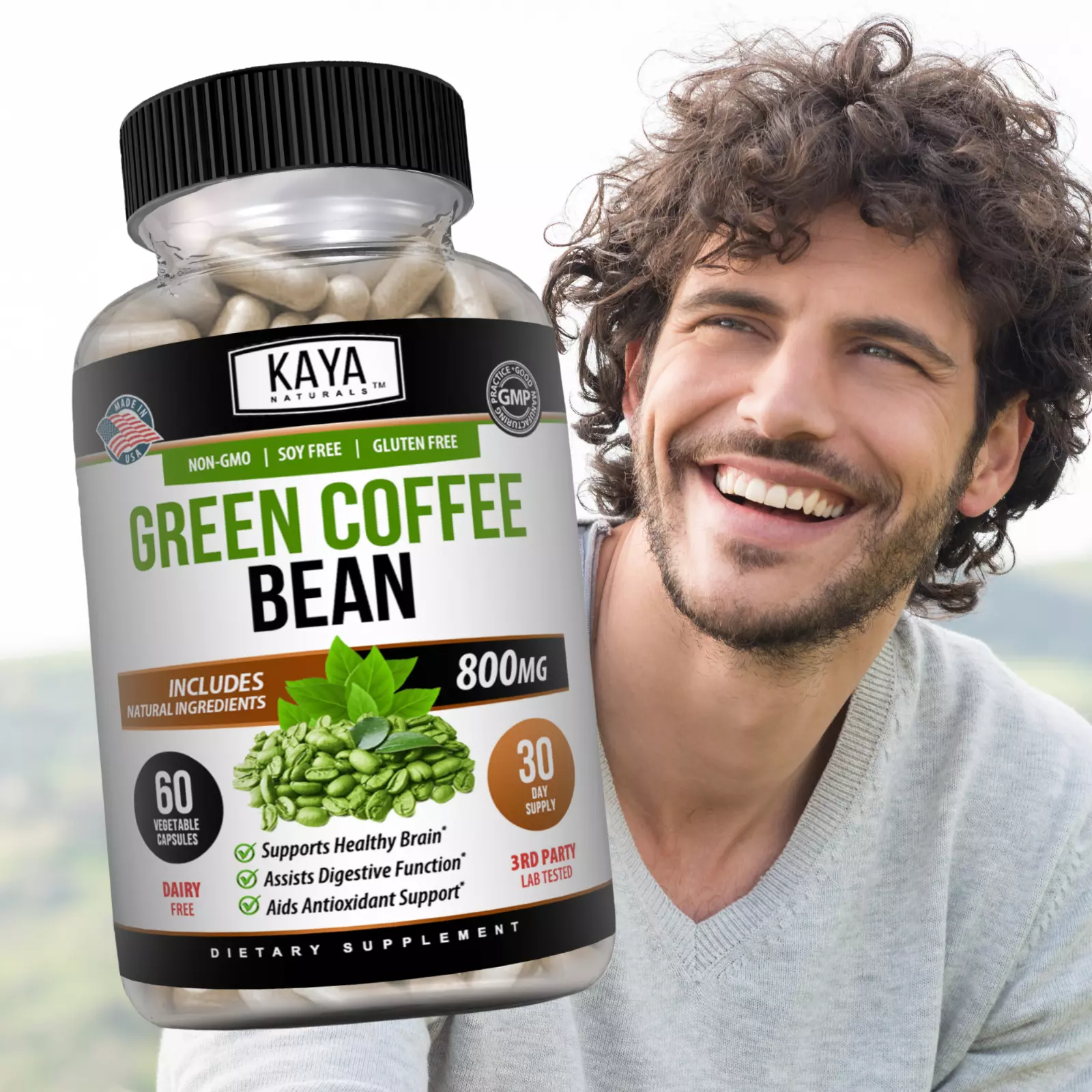 Image of Green Coffee Bean Supplement for Weight Management Support – 60 Capsules