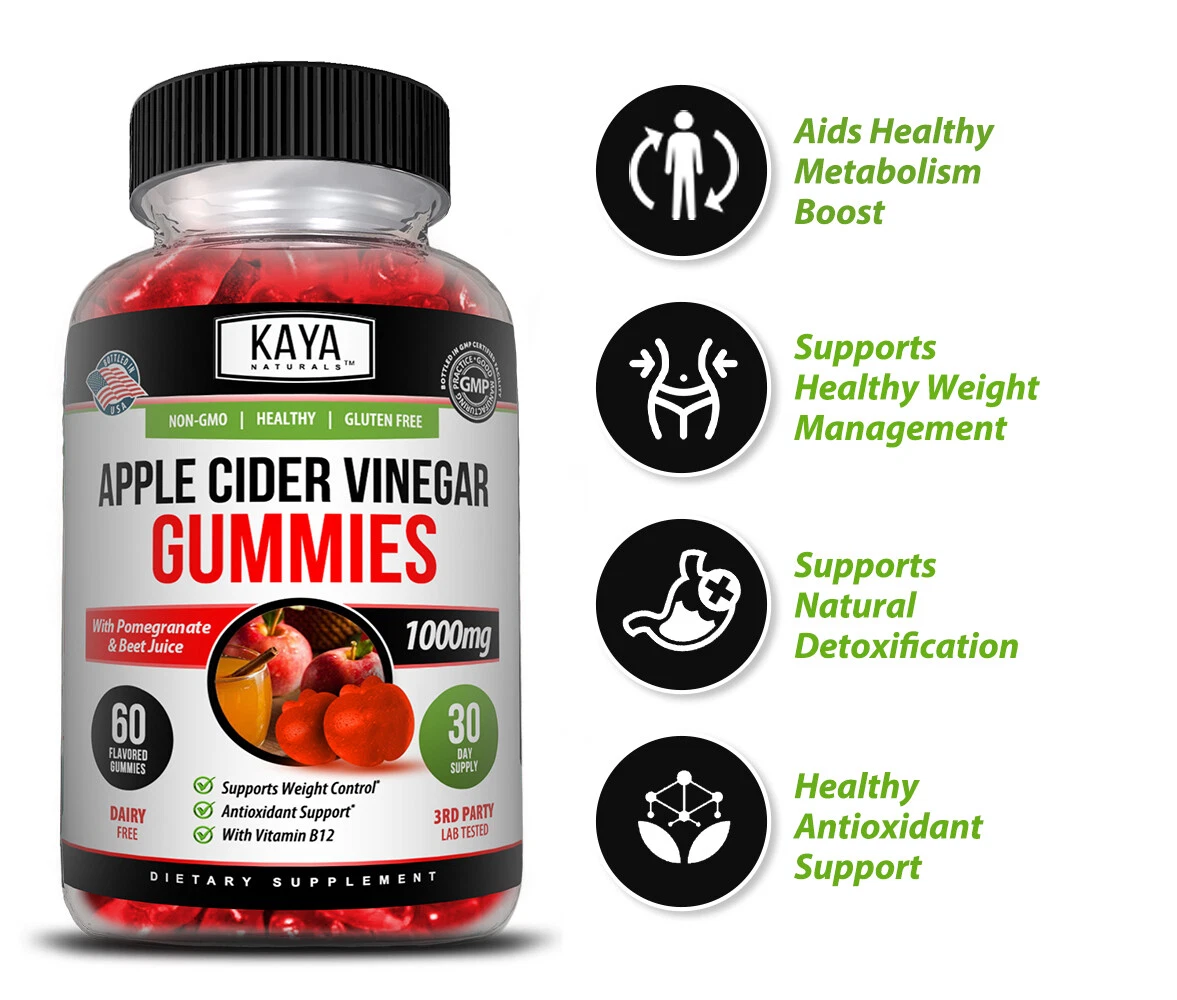 Image of Apple Cider Vinegar Gummies for Weight Loss & Detox Support – 60ct, 1000mg