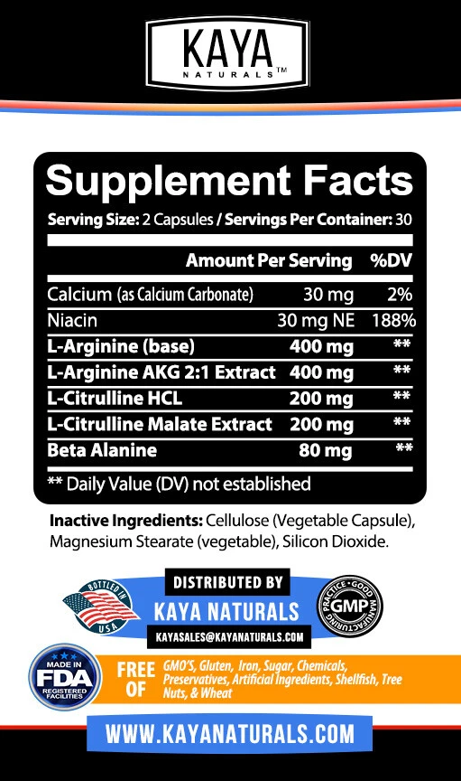 Image of L-Arginine Nitric Oxide Supplement for Libido & Testosterone Support – Nitric Blast, 60 Capsules