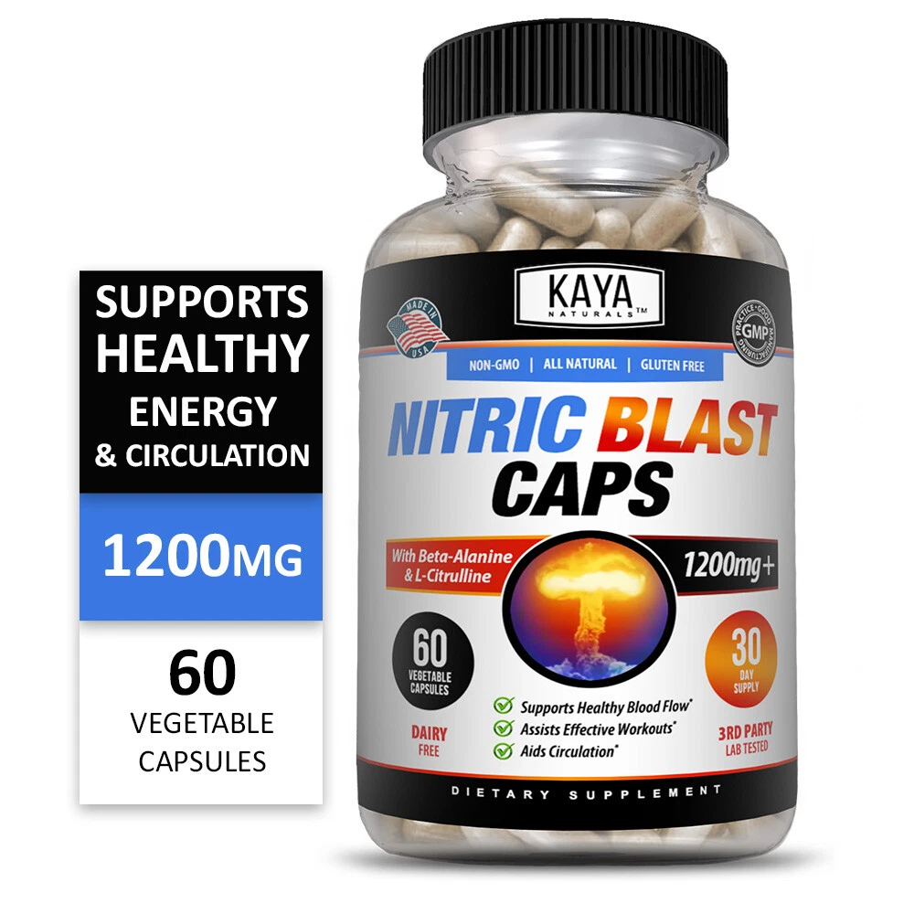 Image of L-Arginine Nitric Oxide Supplement for Libido & Testosterone Support – Nitric Blast, 60 Capsules