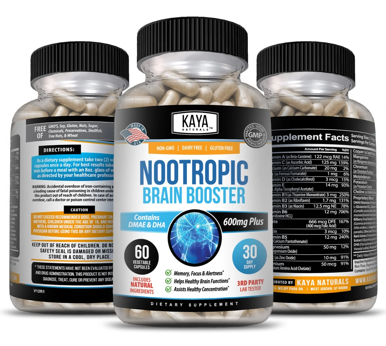 Image of Nootropic Brain Booster Supplement for Brain & Memory Support – 60 Capsules