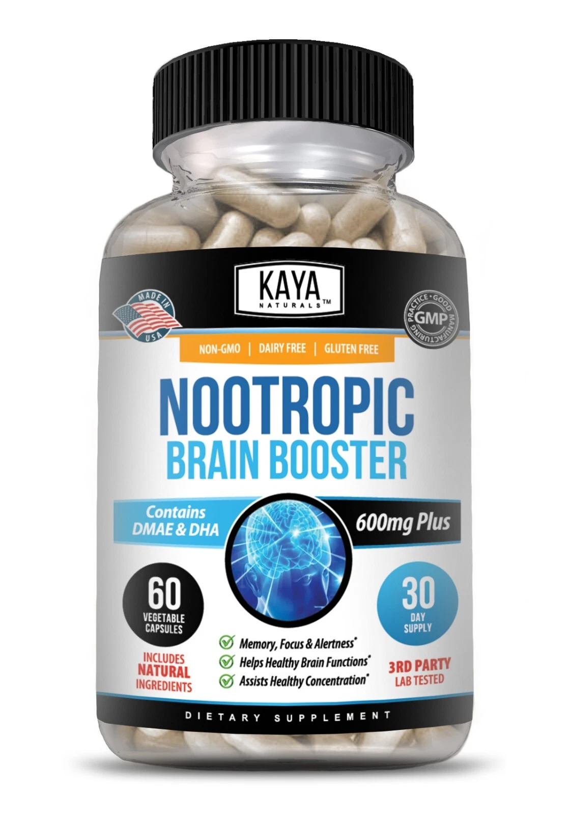 Image of Nootropic Brain Booster Supplement for Brain & Memory Support – 60 Capsules